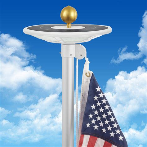 flag pole with solar light on top